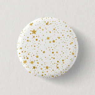 Bóton Redondo 2.54cm Ouro Stars2 - Branco puro