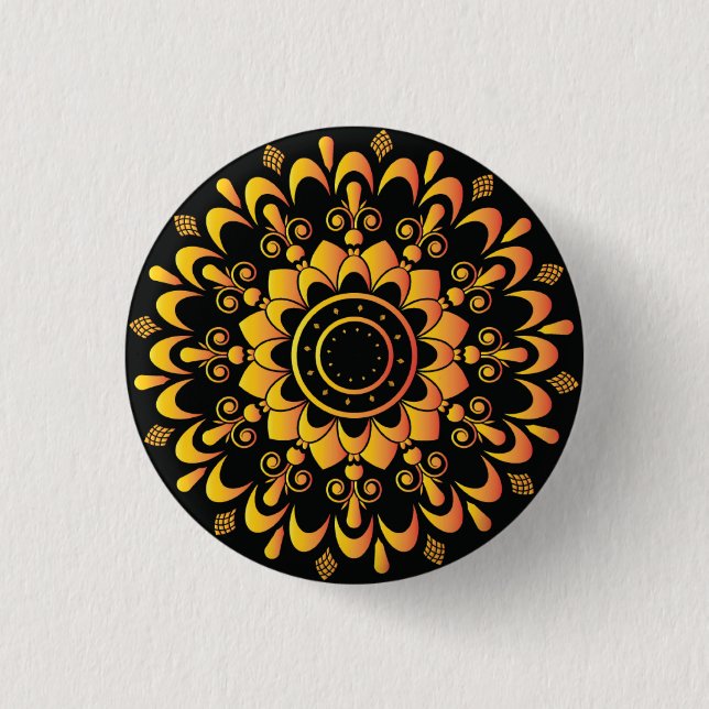 Bóton Redondo 2.54cm Ouro único Mandala Design (Frente)