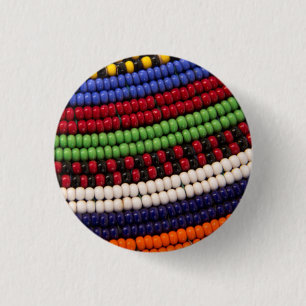 Bóton Redondo 2.54cm Padrão de Contas Tribais Massai