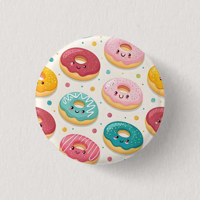 Bóton Redondo 2.54cm Padrão de Donuts (Frente)