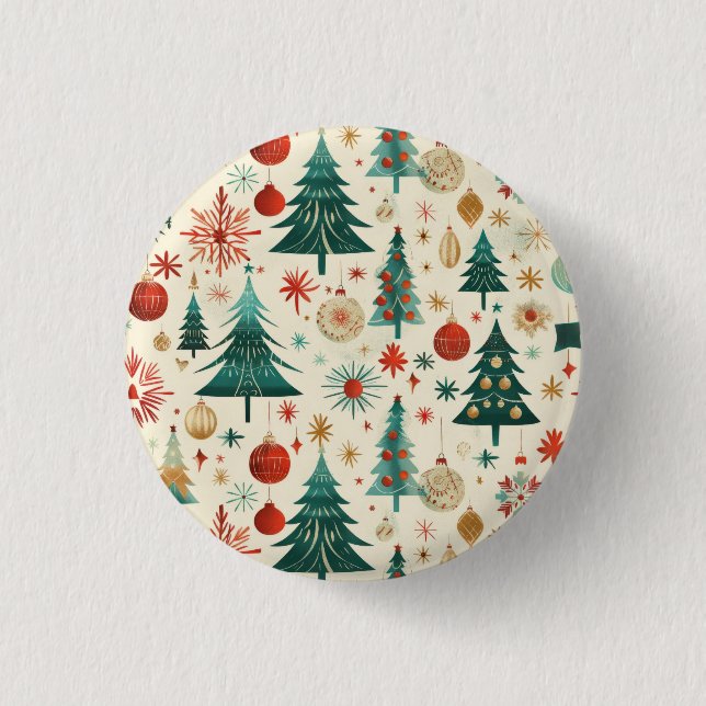 Bóton Redondo 2.54cm Padrão de Festas de Inverno Festivas (Frente)