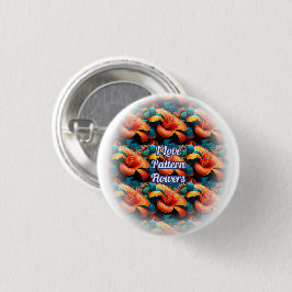 Bóton Redondo 2.54cm Padrão de Flores Rosa Salmão
