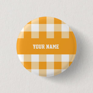 Bóton Redondo 2.54cm Padrão de Gingham Amarelo