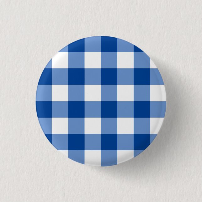 Bóton Redondo 2.54cm Padrão de gingham azul (Frente)