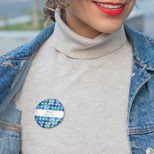 Bóton Redondo 2.54cm Padrão de pontos - azul e verde