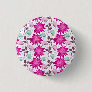 Bóton Redondo 2.54cm Padrão floral rosa