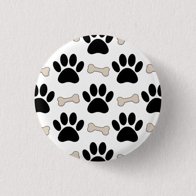 Bóton Redondo 2.54cm Padrão Patas E Ossos Canino (Frente)