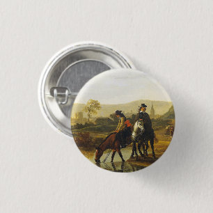Bóton Redondo 2.54cm Paisagem fluvial com os cavaleiros Aelbert Cuyp