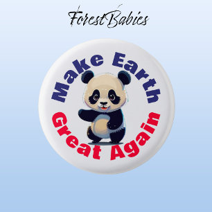 Bóton Redondo 2.54cm Panda Bear, Faça o Excelente da Terra de novo, amb