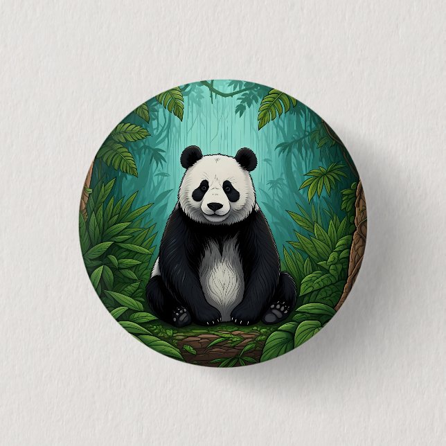 Bóton Redondo 2.54cm Panda bear sitting in a clearing of the jungle (Frente)