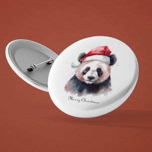 Bóton Redondo 2.54cm Panda de Natal Holly Jolly, personalizado