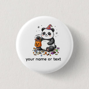 Bóton Redondo 2.54cm Panda Gordinho de Halloween com Barriga de Doce &