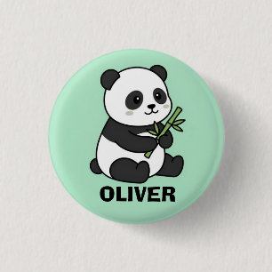 Bóton Redondo 2.54cm Panda Personalizado Fofo com Bambu para Crianças 