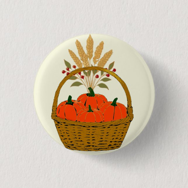 Bóton Redondo 2.54cm 🍂Panier de Citrouilles et Blé d'Automne (Frente)