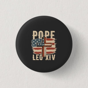 Bóton Redondo 2.54cm Papa Leão XIV Igreja Cristã Da Pope EUA Bandeira