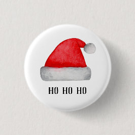 Bóton Redondo 2.54cm Papai Noel. Chapéu vermelho. Férias de Natal. Ho h