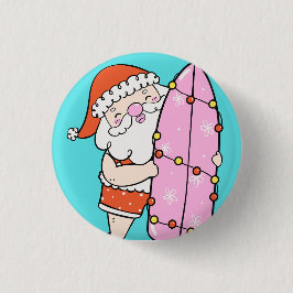 Bóton Redondo 2.54cm Papai Noel Surfista