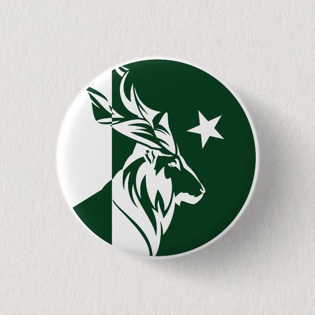 Bóton Redondo 2.54cm Paquistão Markhor Pakistani National Animal Flag (Frente)