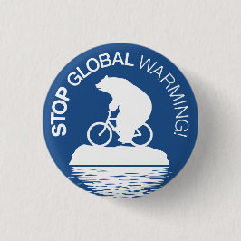 Bóton Redondo 2.54cm Pare o botão do aquecimento global: Bicicleta do