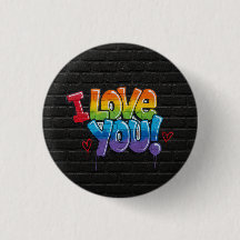 Parede de Tijolo Preto com Grafite “Eu Te Amo!”
