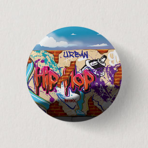 Bóton Redondo 2.54cm Parede urbana dos grafites de Hip Hop