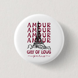 Bóton Redondo 2.54cm Paris City of Love – Eiffel Tower Travel Souvenir