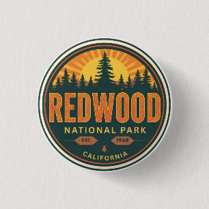 Bóton Redondo 2.54cm Parque nacional estadual Redwood, Califórnia Coste