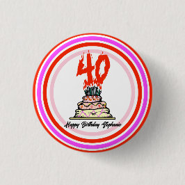 Bóton Redondo 2.54cm Partido aniversário de 40 anos - Bolo de Fogo