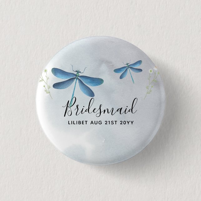 Bóton Redondo 2.54cm Partido Bridal DragonFly BRIDESMAID Personalizado (Frente)
