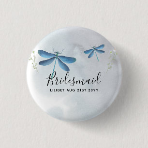 Bóton Redondo 2.54cm Partido Bridal DragonFly BRIDESMAID Personalizado