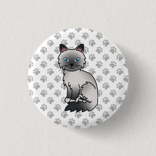Bóton Redondo 2.54cm Pássaro-azul / Ragdolé Gato e patas