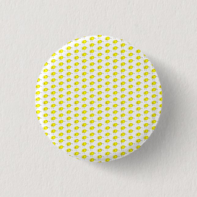 Bóton Redondo 2.54cm Pássaros Amarelos Divertidos Doodle (Frente)