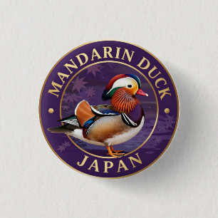 Bóton Redondo 2.54cm 🦆 Pato-mandarim Vida Selvagem Japonesa