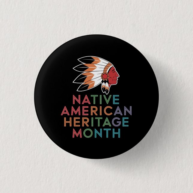 Bóton Redondo 2.54cm Patrimônio Nativo Americano Mês Honrando a Cultura (Frente)