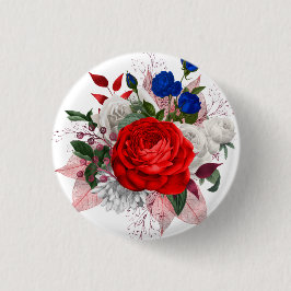 Bóton Redondo 2.54cm Patriotic Rose Bouquet