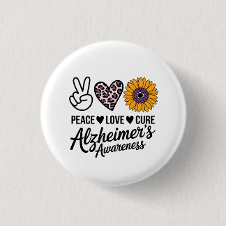 Bóton Redondo 2.54cm PAZ AMOR CURA Conscientização do Alzheimer