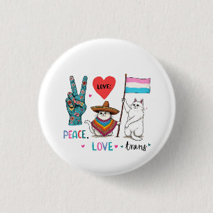 Bóton Redondo 2.54cm Paz e Transgênero LGBTQ Trans