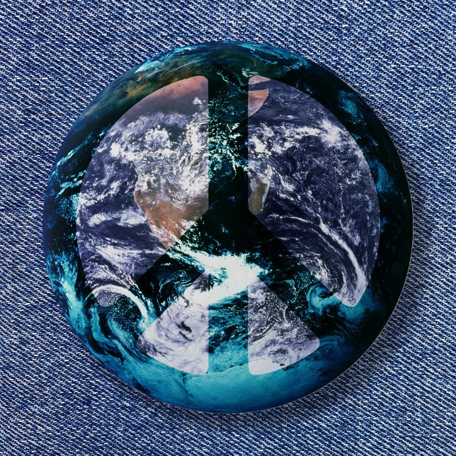 Bóton Redondo 2.54cm Paz mundial (World Peace Pinback Button)