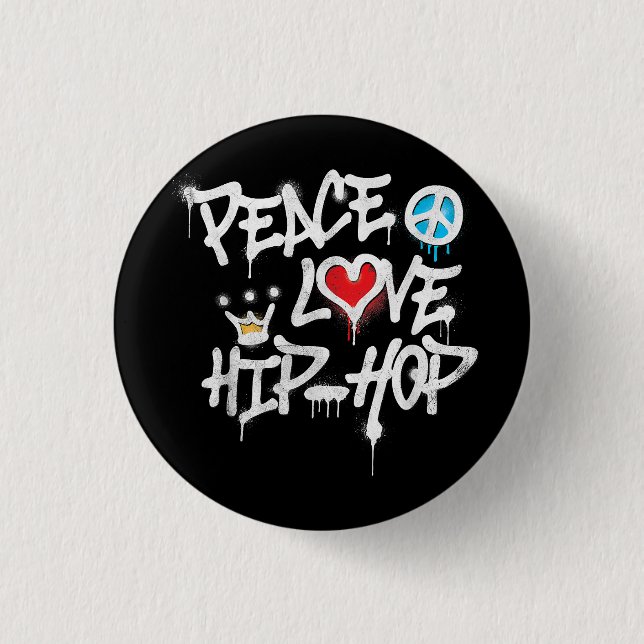 Bóton Redondo 2.54cm Peace Love Hip Hop Dancing (Frente)