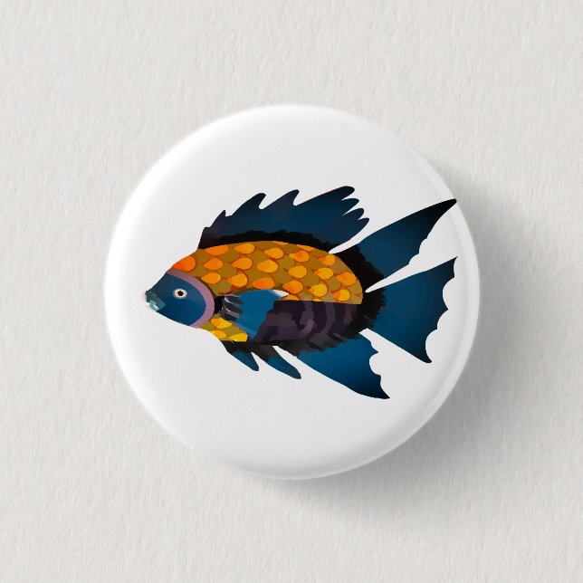 Bóton Redondo 2.54cm Peixes, Animais, Desenho (Frente)
