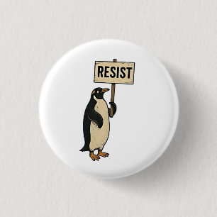 Bóton Redondo 2.54cm Penguin Engraçado Resiste Protesto Contra Tarrifs