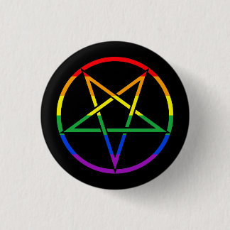 Bóton Redondo 2.54cm Pentagram invertido do arco-íris