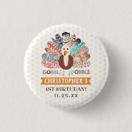 Bóton Redondo 2.54cm Pequena Turquia Ação de Graças Qualquer Festa de a