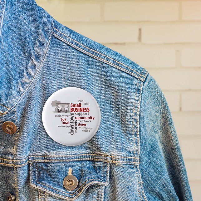 Bóton Redondo 2.54cm Pequenas empresas (Celebrate Small Business, community merchants, main street shops and downtown markets.)