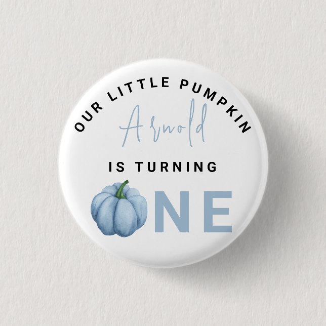 Bóton Redondo 2.54cm Pequeno Abóbora Primeiro Festa de Aniversário (Frente)
