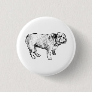 Bóton Redondo 2.54cm pequeno ponto de alegria, bulldog
