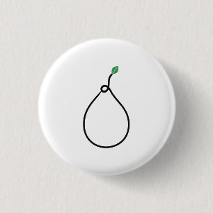 Bóton Redondo 2.54cm Pera Minimalista em Arte de Linha Única com Folha