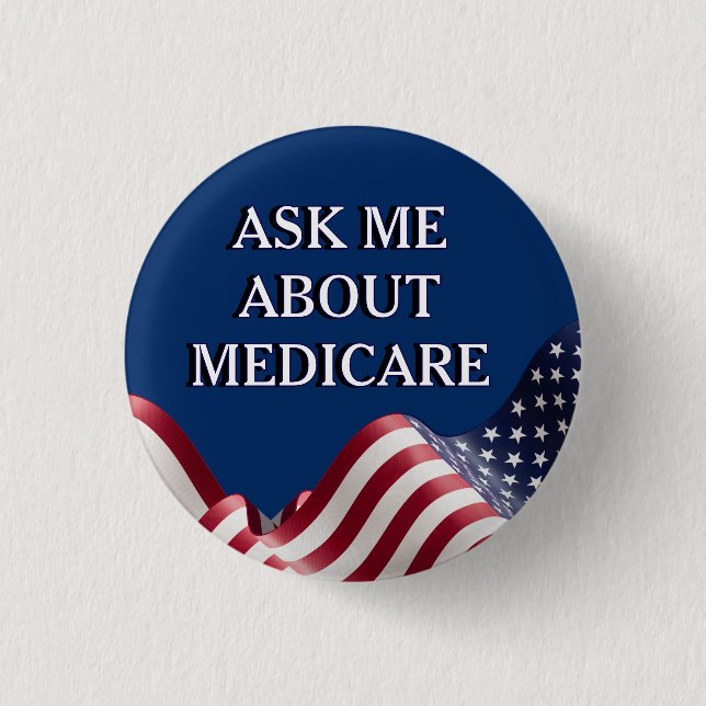 Bóton Redondo 2.54cm Pergunte-me sobre o Medicare  (Frente)