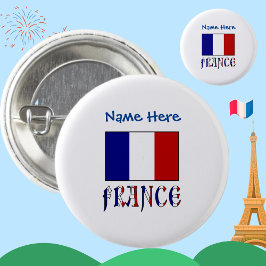 Bóton Redondo 2.54cm Personalização Azul da Bandeira Francesa e França
