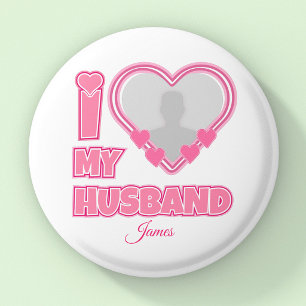 Bóton Redondo 2.54cm Personalizado Eu Amo Meu Marido - Adicionar Fotogr